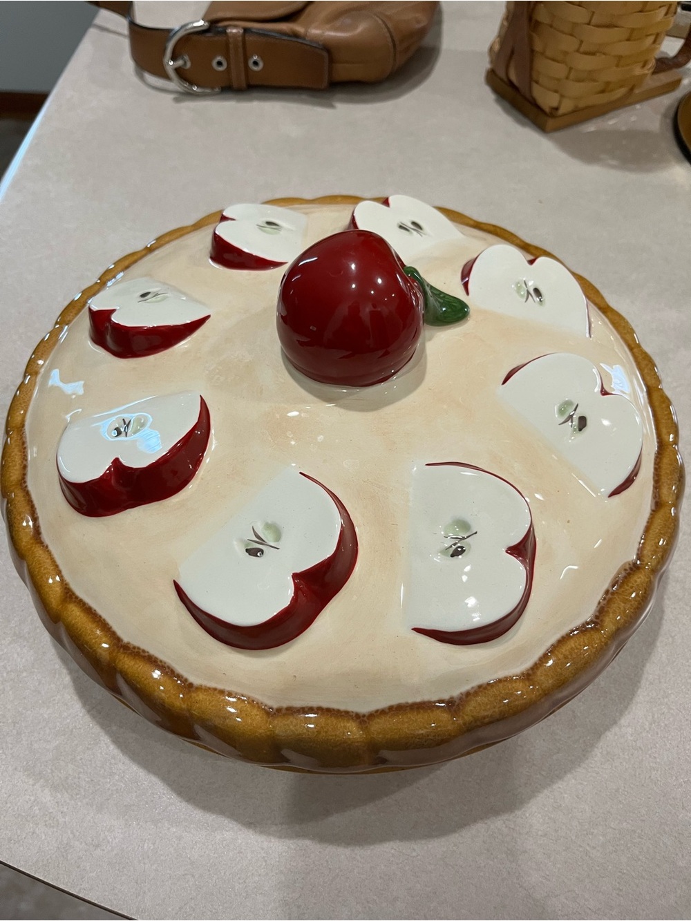 Ceramic Apple - Pie Plate - Red & Brown